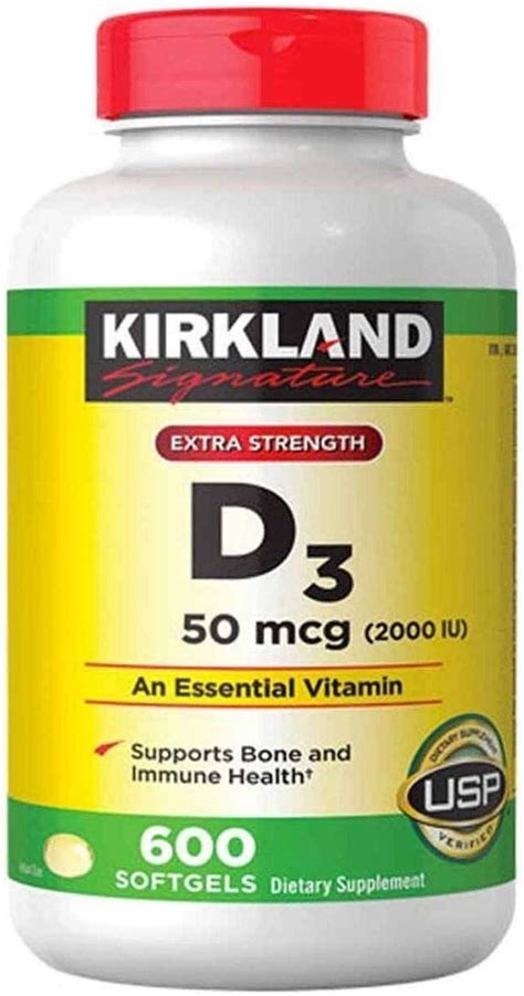 Amazon Kirkland Signature Extra Strength D3 50 Mcg 600 Softgels