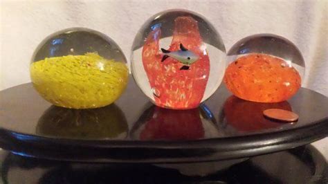 Vintage Paperweights Spheres Orbs Colorful Set Of 3 2 Are Etsy Crystal Paperweight