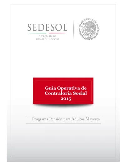 Guía Operativa De Contraloría Social Del Programa De Pensión Para