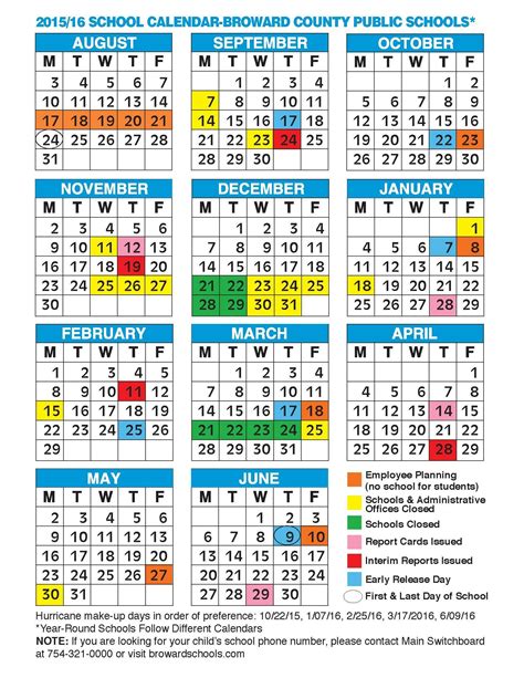 2017 And 2018 School Calendar Broward