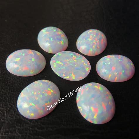 Pcs Lot Op Snow White X Mm Oval Cabochon Opal Synthetic Oval