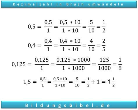 Bruch In Dezimalzahl Dezimalzahl In Bruch Umrechnen Bungen