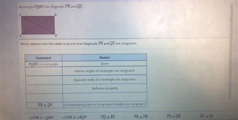 Solved Rectangle PQRS Has Diagonals Overline PR And Overline QS Move