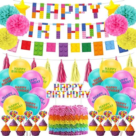 Amazon Pcs Building Block Birthday Party Decorations Include