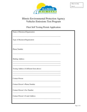 Fillable Online Epa State Il Fleet Self Testing Permit Application