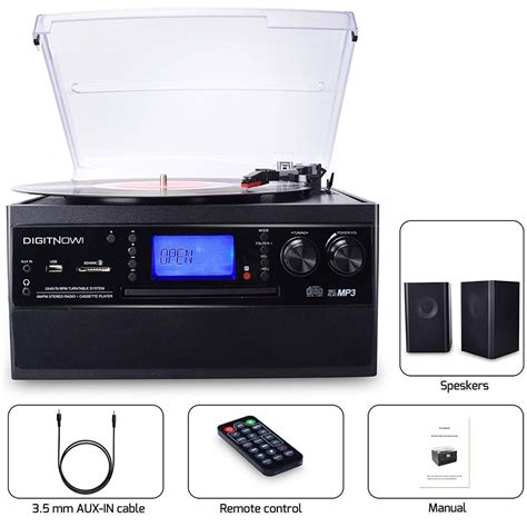 DIGITNOW Bluetooth Record Player Turntable With Stereo Speaker LP