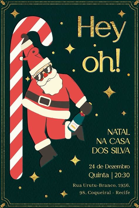 Convite Festa Comemora O Ceia Natal Papai Noel Elo