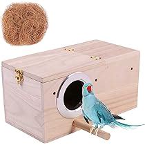 Parakeet Nest Box 2Pcs Bird House Budgie Wood Breeding Box For