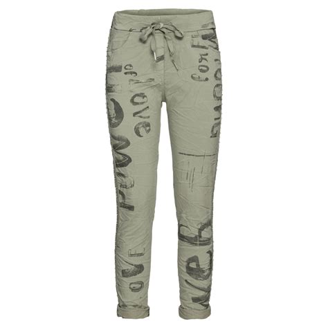 Tredy Fashion Onlineshop Hose Mit Glitzerprint Salbei Mode In