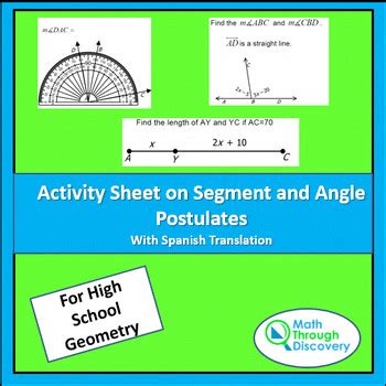 Geometry Activity Sheet Segment And Angle Postulates TpT