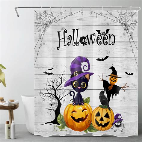 Hvest Vintage Halloween Shower Curtain For Bathroom Magic Witch Hat