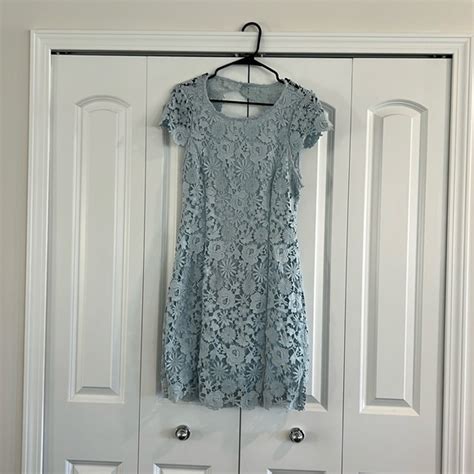 Lulus Dresses Lulus Romance Language Open Back Light Blue Lace