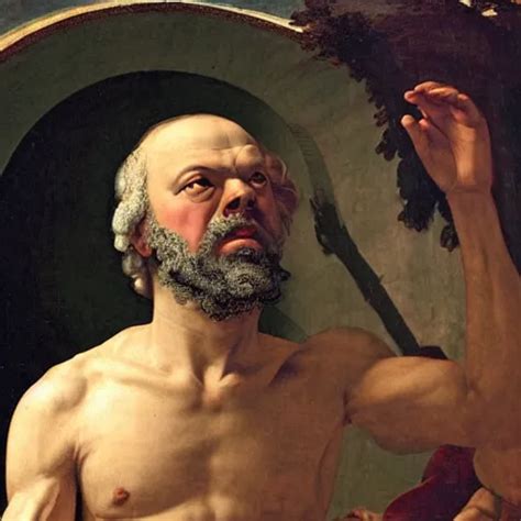 Socrates Wearing A Virtual Reality Headset Looking Up Stable