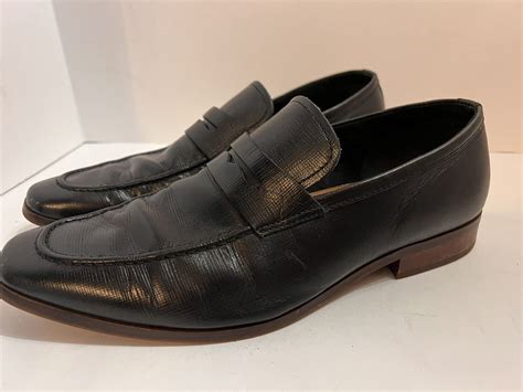 Mens Aldo Slip On Leather Penny Loafer Black Size 8 Us Gem