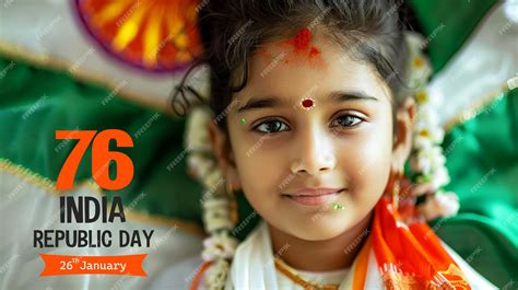 Happy Republic Day Of India Celebration Poster With Indian Girl And