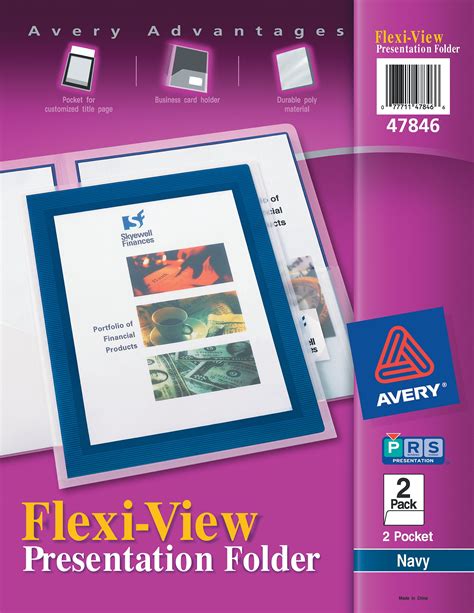 Avery Flexi View Two Pocket Polypropylene Folders Navy Translucent