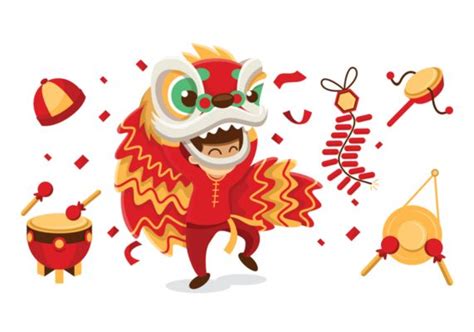 Lion Dance Vector Illustration Dance Vector Vector Art Lion Dance