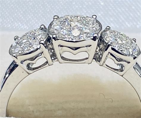 18ct White Gold Diamond Triple Cluster Ring