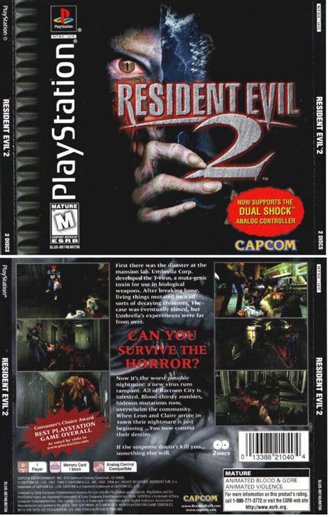 Resident Evil 2 Ps1 Front And Back Replacement Box Art Case Insert