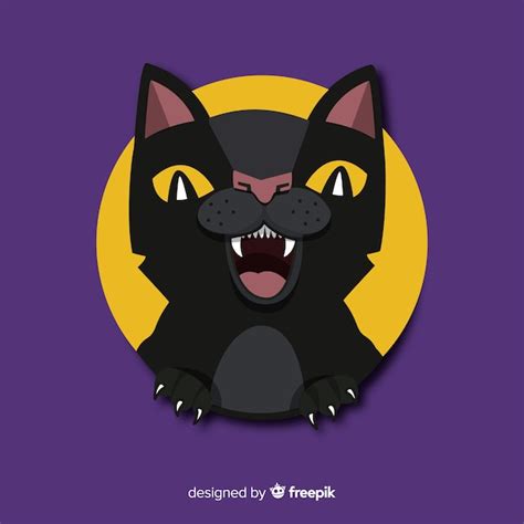 Gato assustador de halloween design plano Vetor Grátis