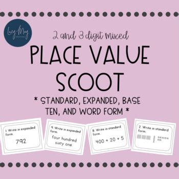 Place Value Scoot Standard Expanded Base Ten And Word Form And Digit