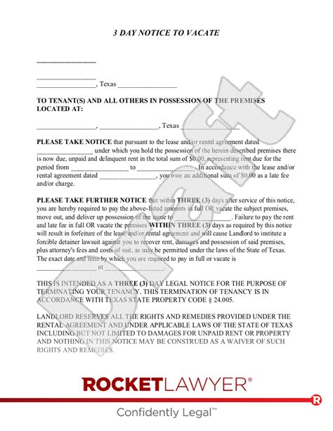 Free Tx Eviction Notice Make And Download Rocket Lawyer