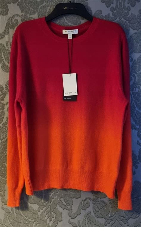 Kaszmir Sweter Ombre Orange Rozm Nowy