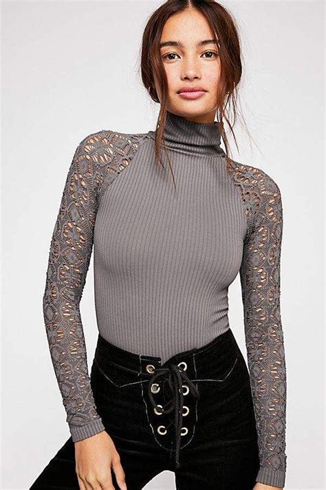 Rib And Lace Turtleneck Lace Turtleneck Turtle Neck Free People