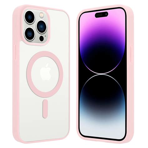 Coque Transparente iPhone 14 Pro Max Magsafe avec bords colorés (rose