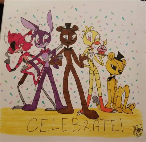 Fnaf 1 Celebrate Poster By Purplewizart24 On Deviantart