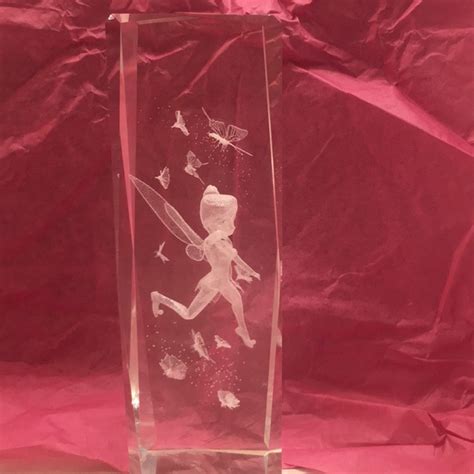 Disney Other Disney Tinkerbell D Laser Etched Crystal Cube Poshmark