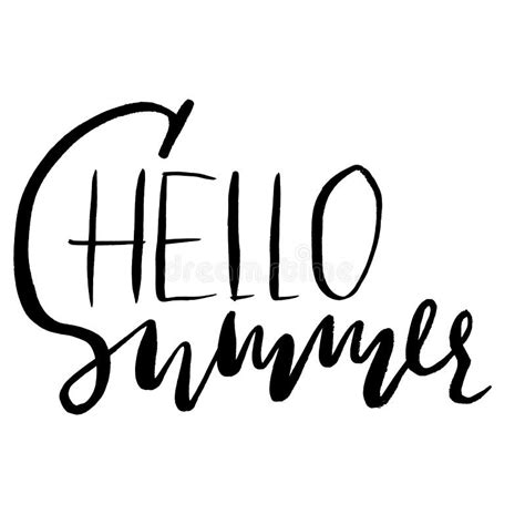 Hello Summer Hand Drawn Lettering Isolated On White Background For Your