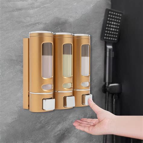 Miumaeov 3 In 1 Shower Soap Dispenser Wall Mounted 3 Chamber Soap