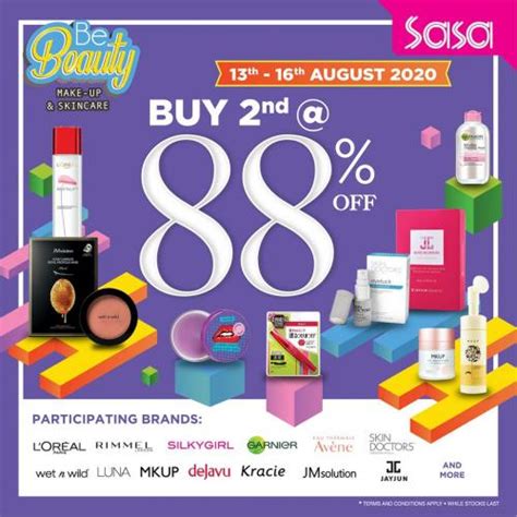 Sasa Makeup and Skincare Sale 2nd @ 88% OFF (13 August 2020 - 16 August 2020)