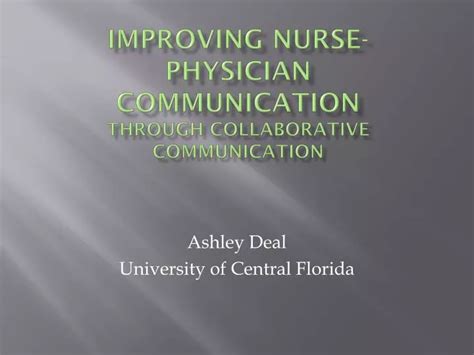 Ppt Improving Nurse Physician Communication Through Collaborative