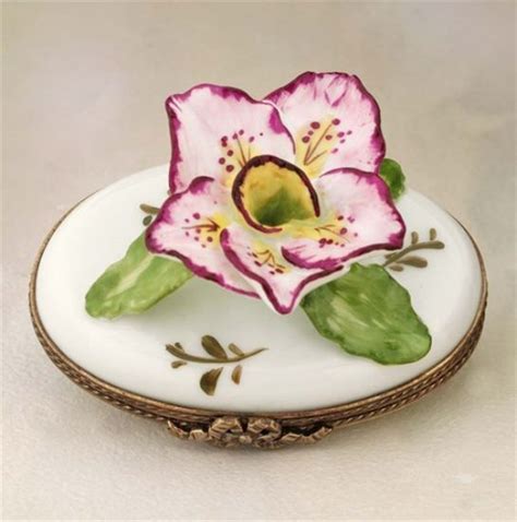 The Cottage Shop Limoges Pink Flower On White Base Box