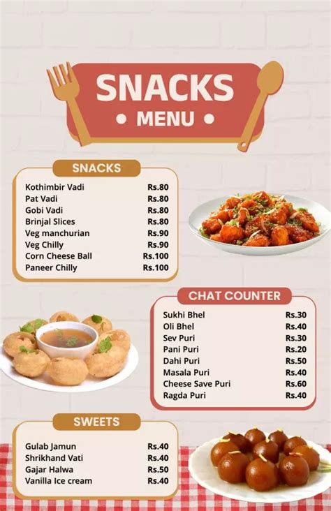 Snacks Menu Templates Customize And Download Free