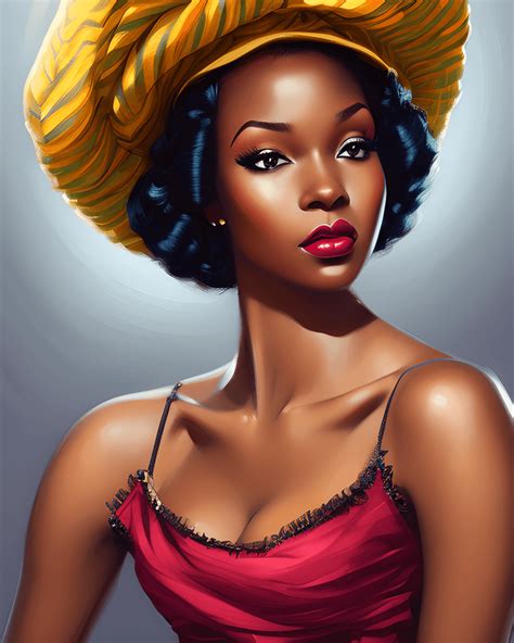 Stunningly Beautiful And Elegantly Dressed African American Pin Up Girl · Creative Fabrica