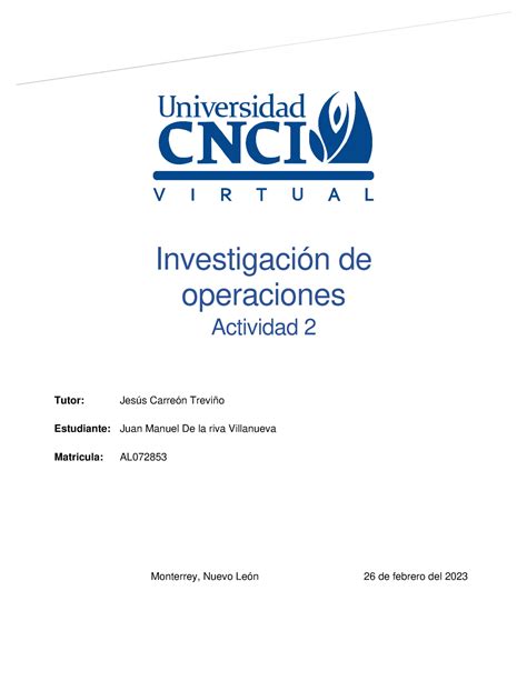 Actividad Investigaci N De Operaciones Investigaci N De