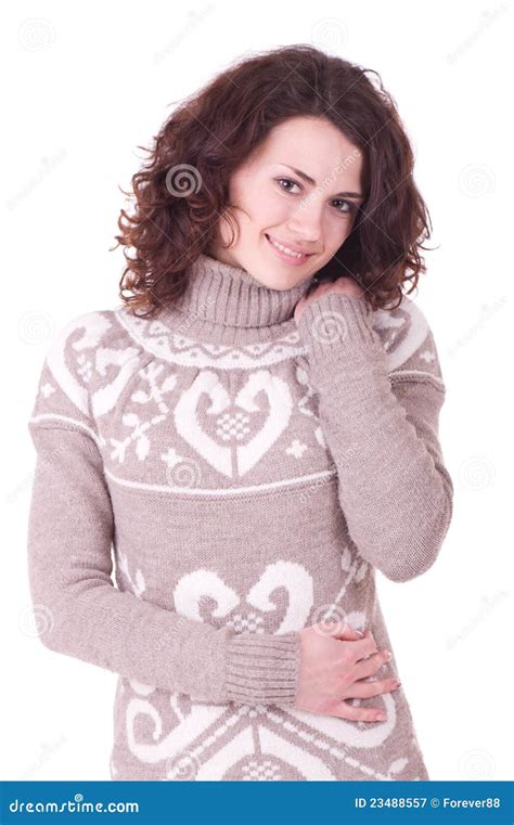 Beautiful Smiling Girl In Sweater Stock Image Image Of Joyful Cold