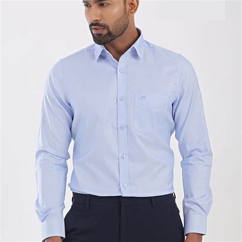 Fine Cotton Full Sleeve Formal Shirt For Men Sky Blue Ab 8166