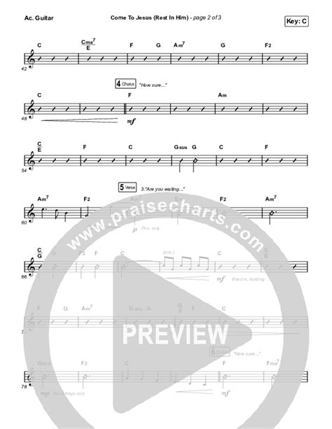 Come To Jesus Rest In Him Worship Choir SAB Acoustic Guitar Sheet