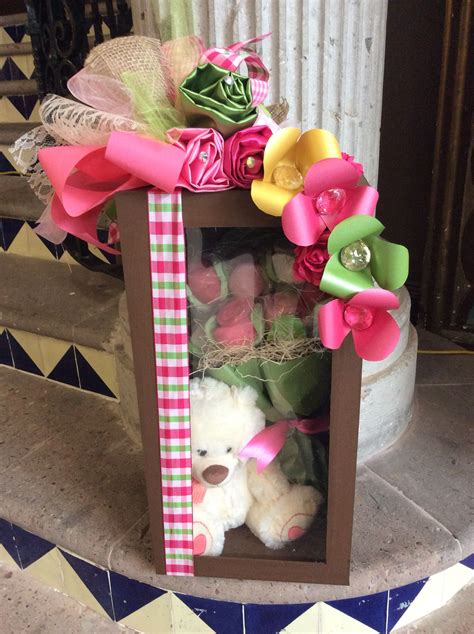 Caja Oso Con Flores Manualidades Arreglos De Peluches Globos