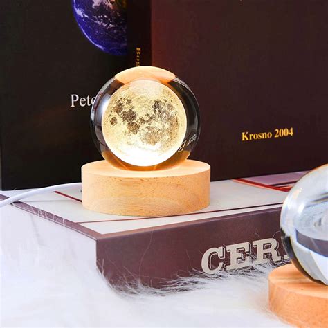 3D Crystal Ball Night Light Para Decora O De Casa Lua Gal Xia Sistema