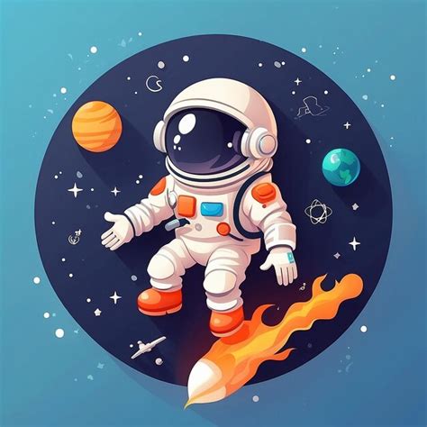 Premium Photo Cute Astronaut Floating With Rocket Balloon Cartoon