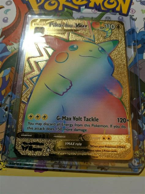 Mavin Pokemon Pikachu Vmax Custom Gold Metal Pokemon Card