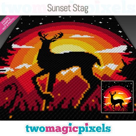 Sunset Stag Graph For Crochet C C Mini C C Sc Hdc Dc Etsy