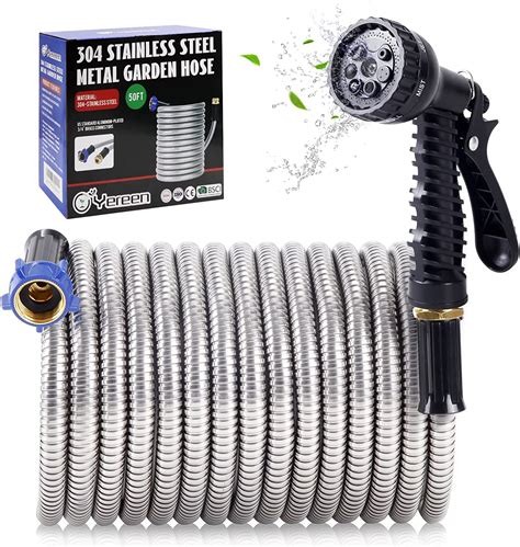 Yereen Metal Garden Hose 75ft 304 Stainless Steel Garden