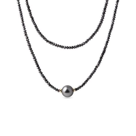 Black Diamond And Tahitian Pearl Necklace Klenota