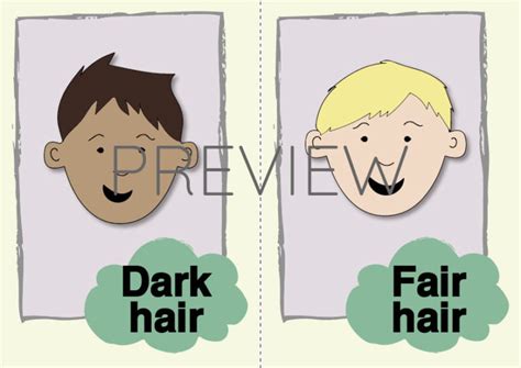 Dark Hair and Fair Hair Flashcard | Gru Languages